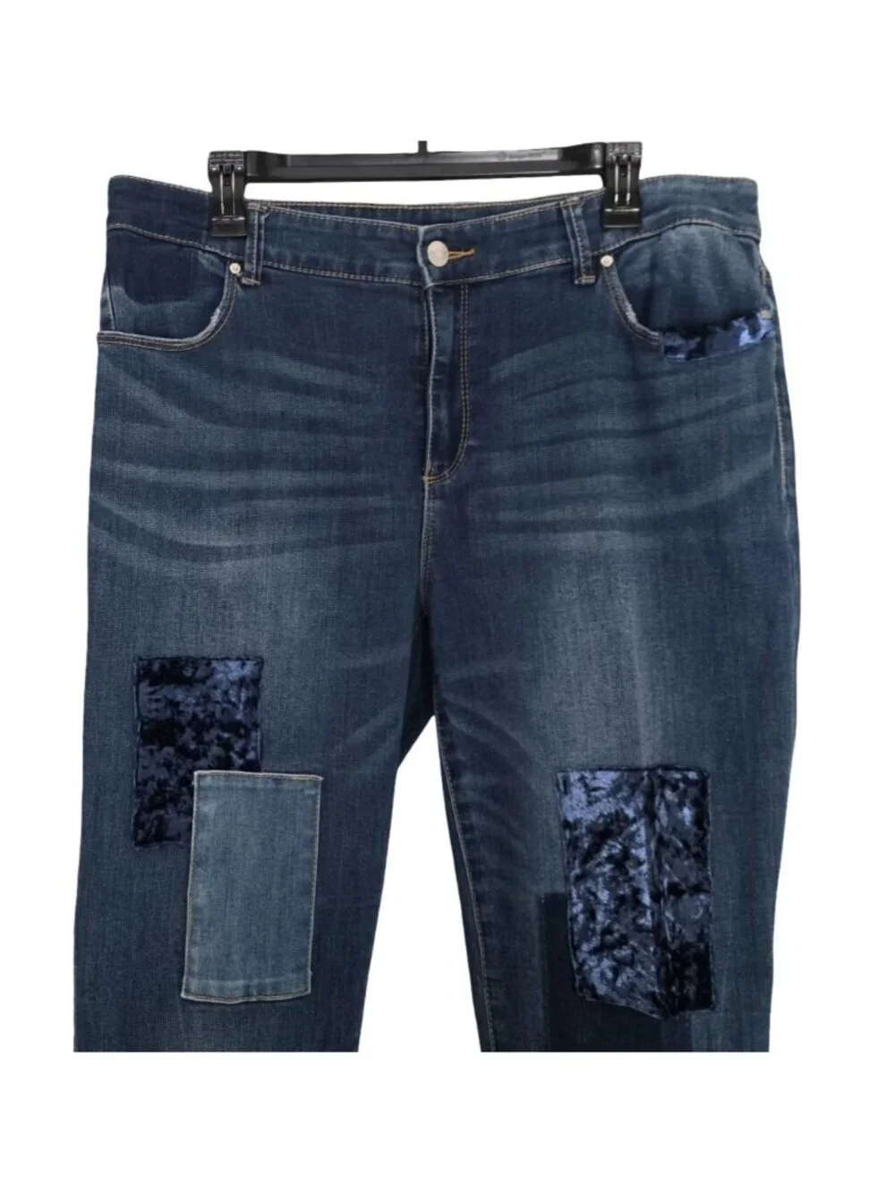 Women's - Chico's Cropped Velvet Patched Jeggings, Size 2.5 (14) - Picture 3 of 10